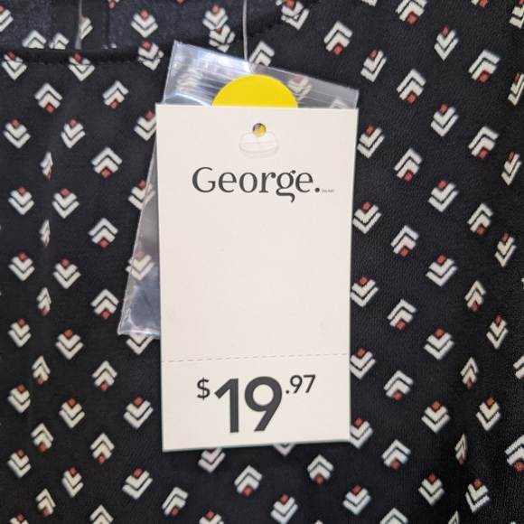 George XL Black/Pattern Blouse with Slit Sleeves - Picture 4 of 7